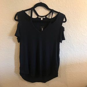 Express cold shoulder black top
